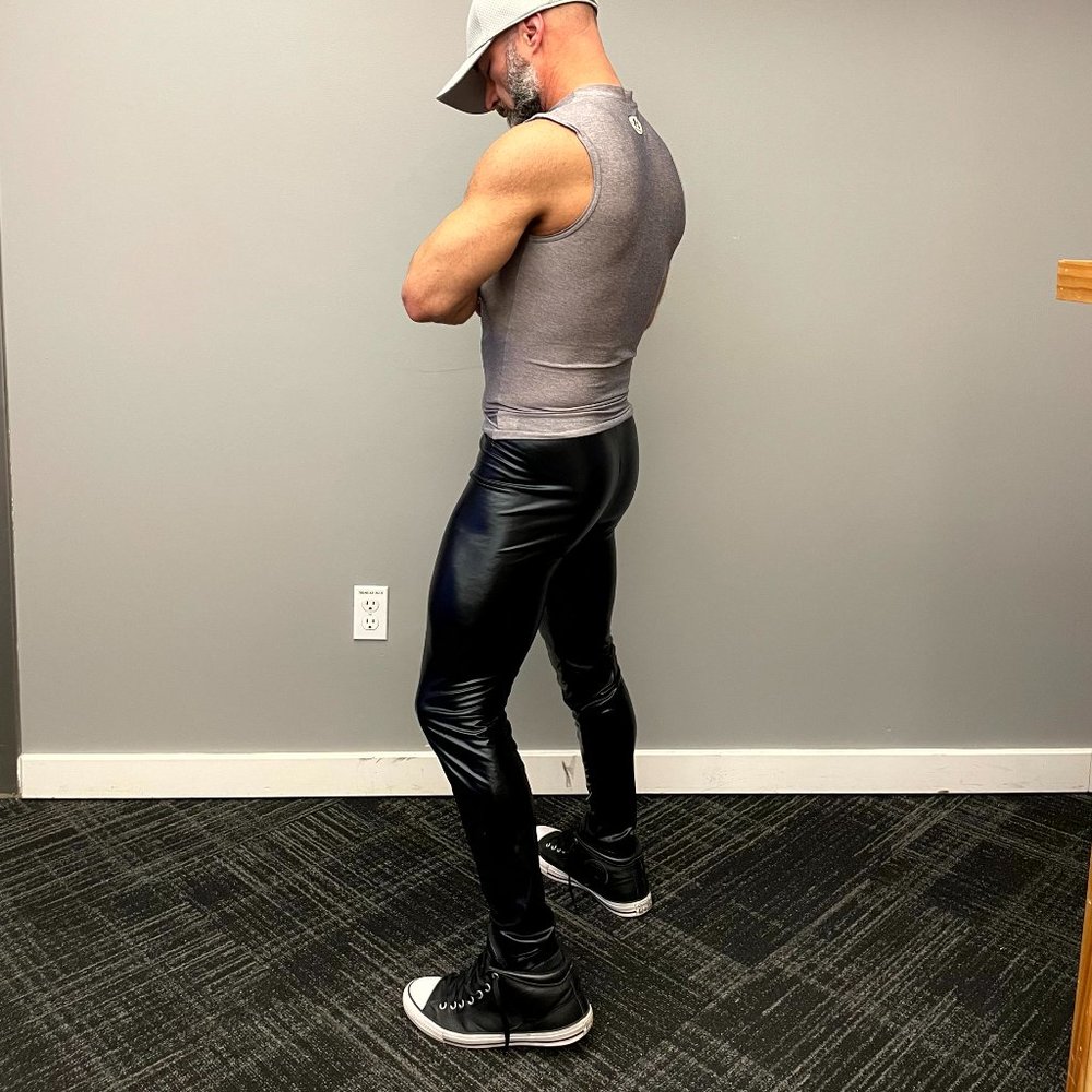 Wet look faux leather tights pants leggings